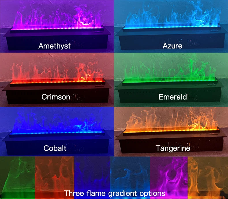Water Vapor Fireplace Recessed Multicolour Realistic Atomized Flame 3d Electric Fireplace with Auto Water Control and Remote