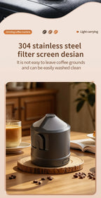 All-in-One Coffee Maker Travel-Friendly Handheld Espresso Machine with Built-in Grinder Mini Pour over Cup for Home And Outdoor