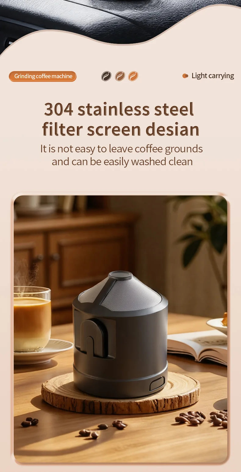 All-in-One Coffee Maker Travel-Friendly Handheld Espresso Machine with Built-in Grinder Mini Pour over Cup for Home And Outdoor