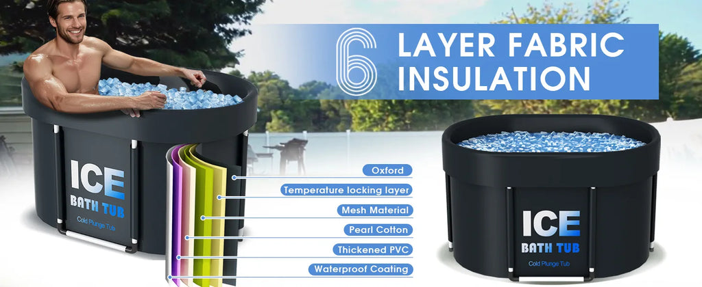 Portable 130 Gallons Ice Bath Tub with Insulated Lid, Foldable Cold Plunge Therapy Tank for  Hot Cold Water Tub ，ice bath bucket