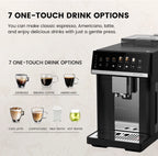 Mcilpoog M3 Automatic Espresso Coffee Machine ，Built-In Milk Frother & Tank, 7 Coffee Varieties, Touchscreen
