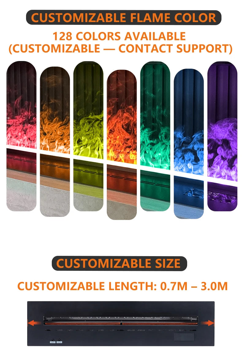 Smart 3D Atomizing Electric Fireplace - Colorful LED Steam Flame, App & Remote Control, Humidifier