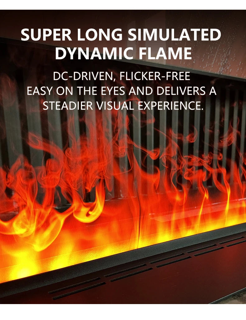 Smart 3D Atomizing Electric Fireplace - Colorful LED Steam Flame, App & Remote Control, Humidifier