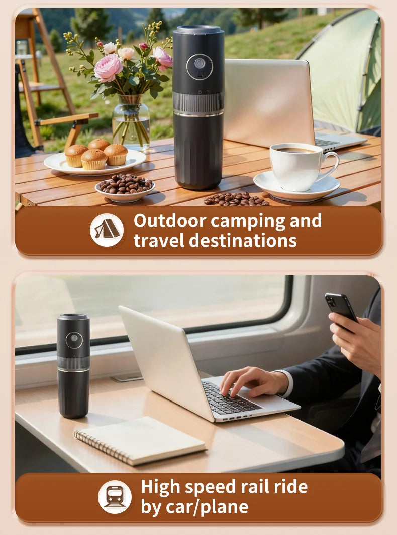 All-in-One Coffee Maker Travel-Friendly Handheld Espresso Machine with Built-in Grinder Mini Pour over Cup for Home And Outdoor