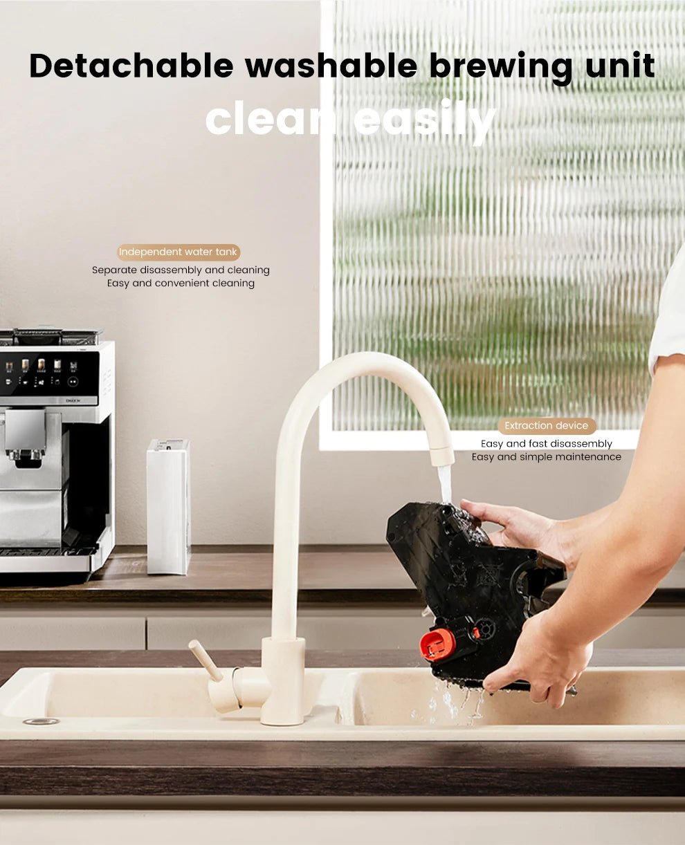 Mcilpoog M3 Automatic Espresso Coffee Machine ，Built-In Milk Frother & Tank, 7 Coffee Varieties, Touchscreen