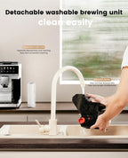 Mcilpoog M3 Automatic Espresso Coffee Machine ，Built-In Milk Frother & Tank, 7 Coffee Varieties, Touchscreen