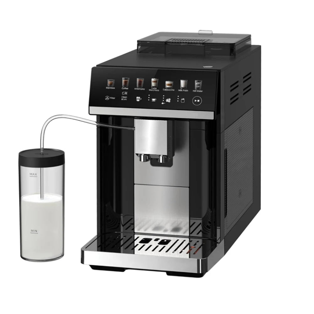Mcilpoog M3 Automatic Espresso Coffee Machine ，Built-In Milk Frother & Tank, 7 Coffee Varieties, Touchscreen