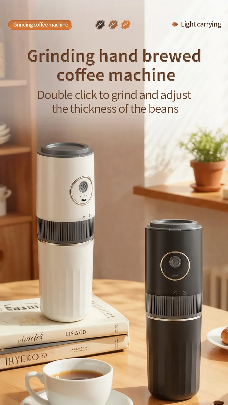 All-in-One Coffee Maker Travel-Friendly Handheld Espresso Machine with Built-in Grinder Mini Pour over Cup for Home And Outdoor