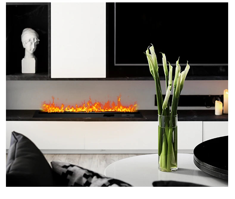 Water Vapor Fireplace Recessed Multicolour Realistic Atomized Flame 3d Electric Fireplace with Auto Water Control and Remote