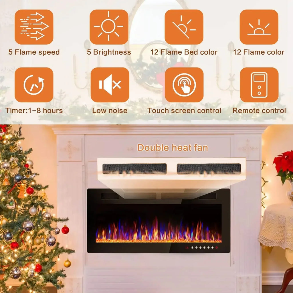 [Discounted Price!]72 inch Ultra-Thin Electric Fireplace in-Wall Recessed and Wall Mounted Fireplace Heater,Timer,Low Noise, Rem