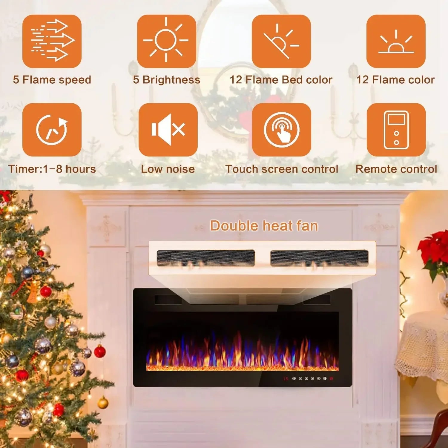 [Discounted Price!]72 inch Ultra-Thin Electric Fireplace in-Wall Recessed and Wall Mounted Fireplace Heater,Timer,Low Noise, Rem