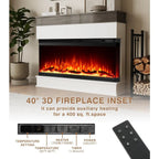 3Sided View Electric Fireplace Insert with Minimalist Mantel Design for Modern Living Spaces Features 12 Color Flame Effect Dua