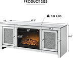%a Mirrored Fireplace TV Stand with LED Light Modern Entertainment Center