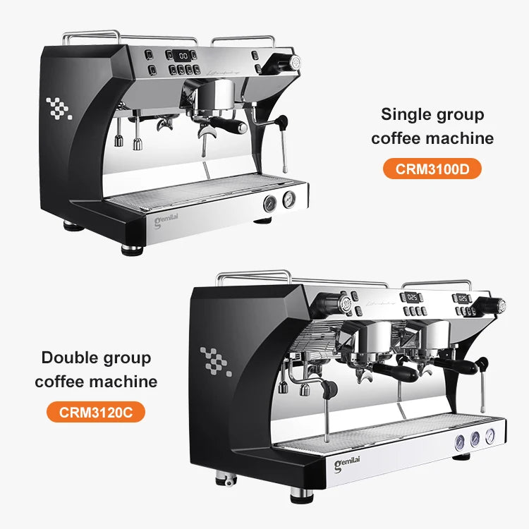 Commercial Coffee Maker CRM3120C Dual Head Coffee Machine, Independent Multi Boiler System, Adjustable Extraction Temperature