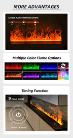 Smart 3D Atomizing Electric Fireplace - Colorful LED Steam Flame, App & Remote Control, Humidifier