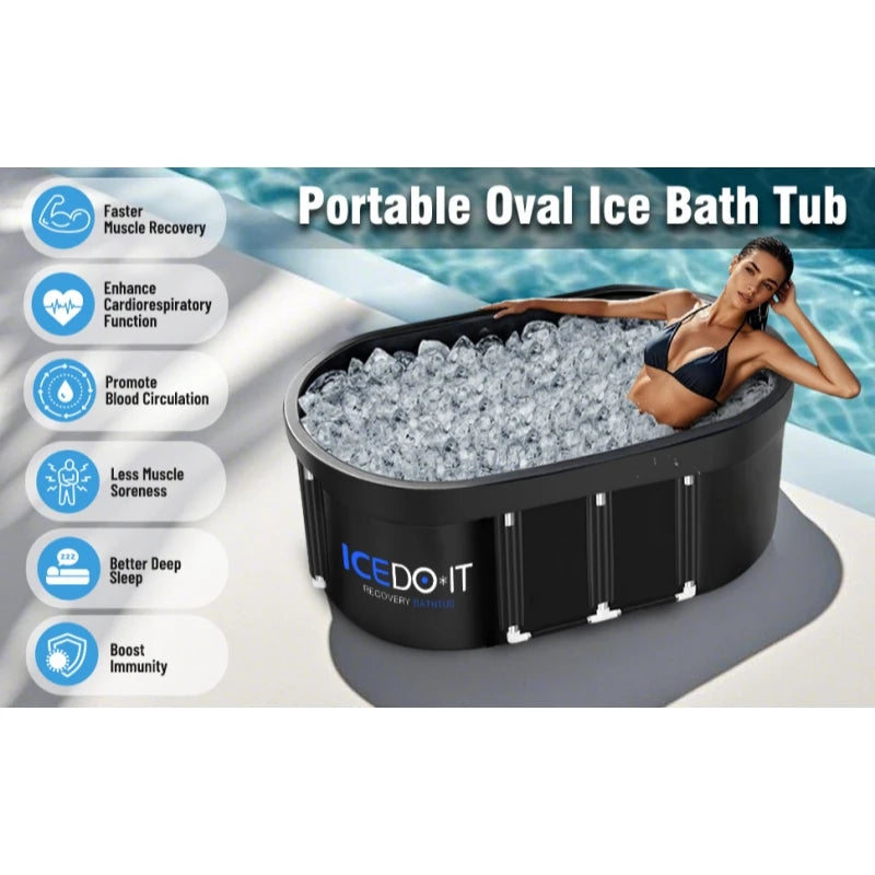 PVC Large Oval Ice Bath Tub 117 CM for Athletes Post-Exercise Recovery Portable Bathtub for Home Gyms Indoor Outdoor use