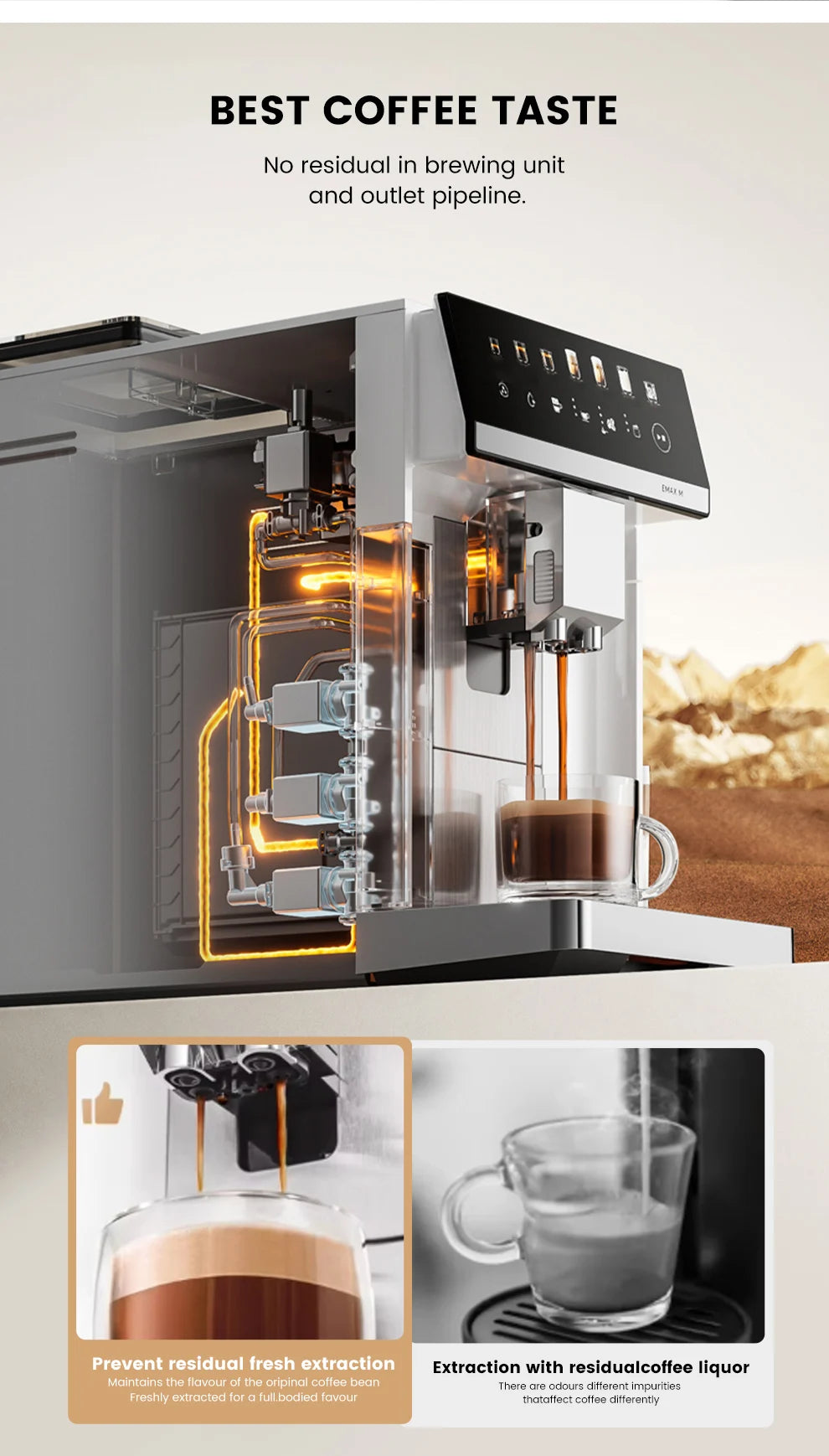 Mcilpoog M3 Automatic Espresso Coffee Machine ，Built-In Milk Frother & Tank, 7 Coffee Varieties, Touchscreen