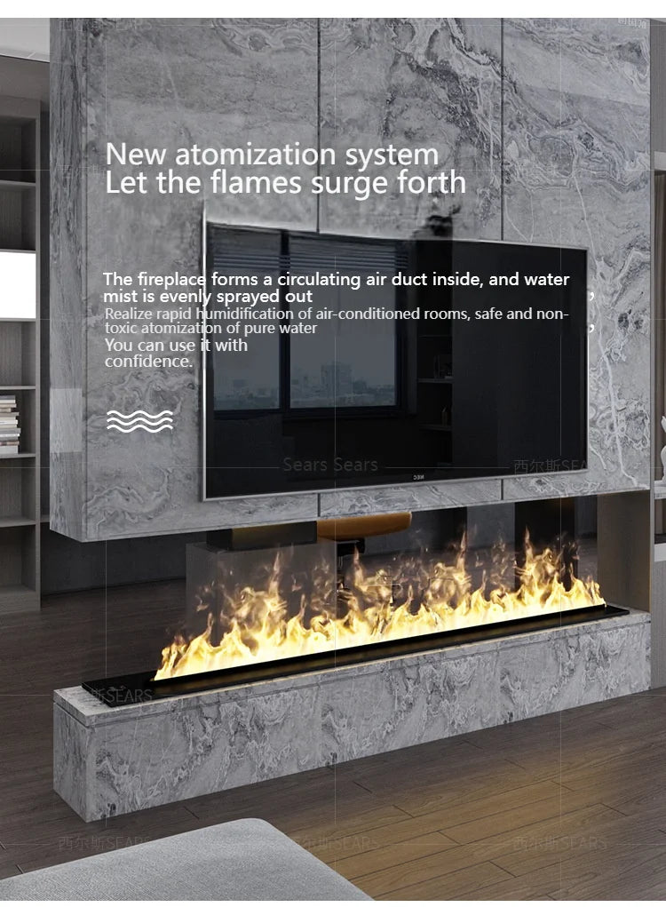 Netflix Fireplace |Smart Silent Mist Fireplac Silent Humidifier + Crackling Sound | No Gas/Wood Needed | 5-Year Warranty