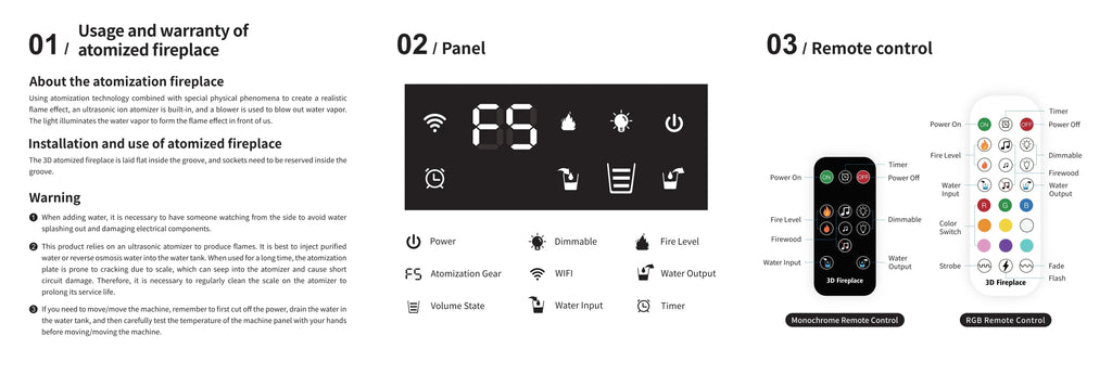 3D Water Electric Fireplace Mist Fireplace Embedded Realistic Mist Flame Remote Control APP Interior Decoration Steam Fireplace