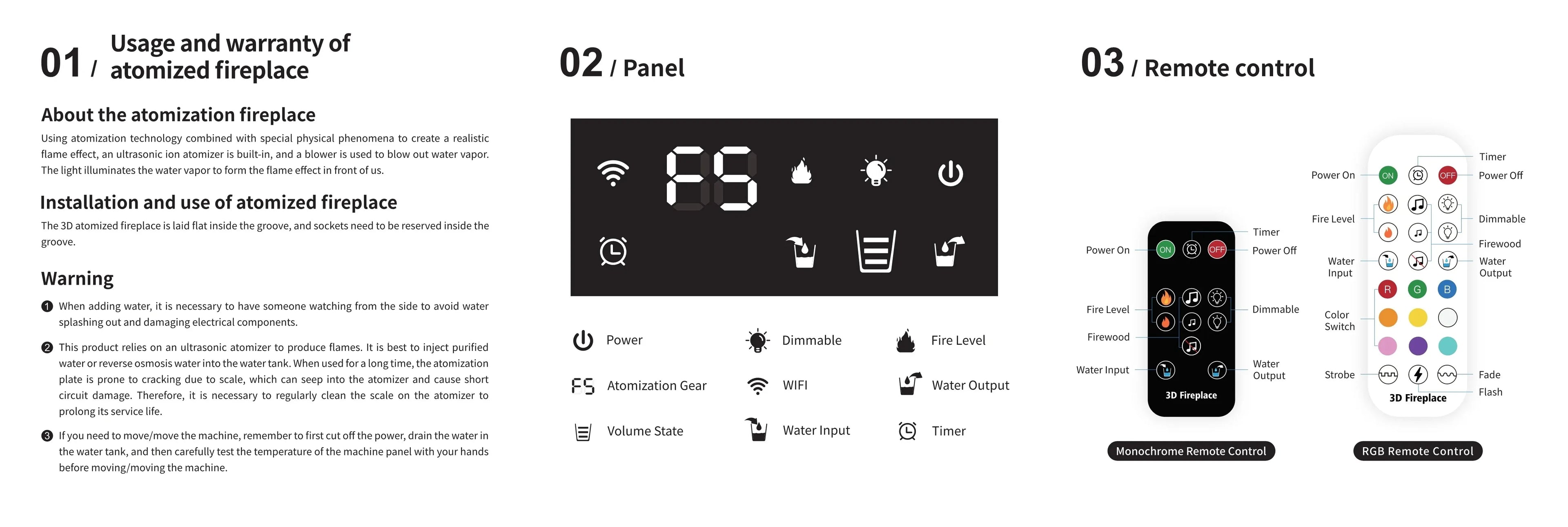 3D Water Electric Fireplace Mist Fireplace Embedded Realistic Mist Flame Remote Control APP Interior Decoration Steam Fireplace