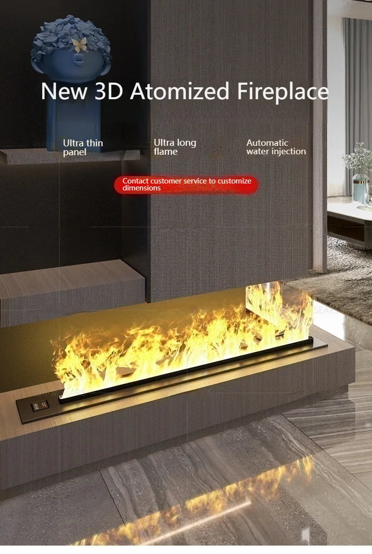 Netflix Fireplace |Smart Silent Mist Fireplac Silent Humidifier + Crackling Sound | No Gas/Wood Needed | 5-Year Warranty