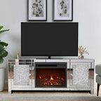 %a Mirrored Fireplace TV Stand with LED Light Modern Entertainment Center
