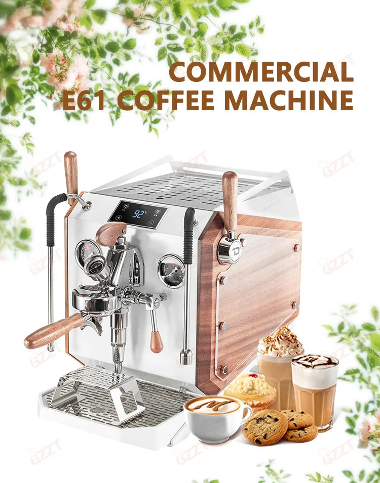 Classic E61 Brewing Group Head Coffee Machine with 9 Bar Pressure Multifunctional Commercial Espresso Coffee Maker for Cafe Shop