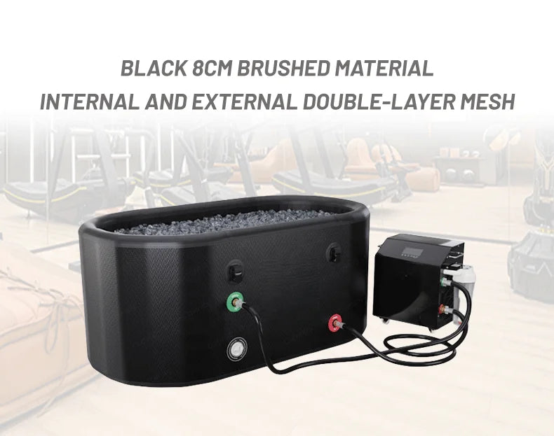Inflatable Black Portable Oval Cold Plunge Ice Bath Tub with Pump for Cold Water Therapy Recovery