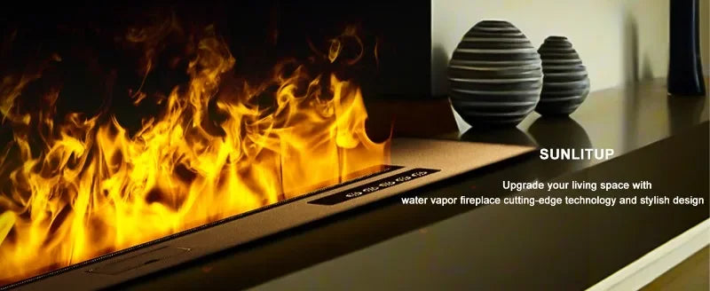 Electric LED Fireplace 3D Flame Water Vapor Steam Fire Place Auto Fill & Drain Fake Flame Fireplace for Living Room Home Decor
