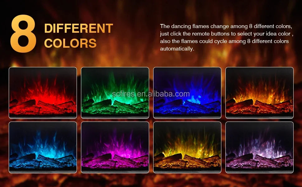 Electric FireplaceTV Stand RGB Electric Fireplace Heater 750w/1500w Wall Recessed Electric 24 Inch Square Fireplace UKCA/ETL/CE/