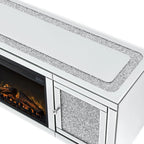 %a Mirrored Fireplace TV Stand with LED Light Modern Entertainment Center