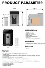 Mcilpoog M3 Automatic Espresso Coffee Machine ，Built-In Milk Frother & Tank, 7 Coffee Varieties, Touchscreen
