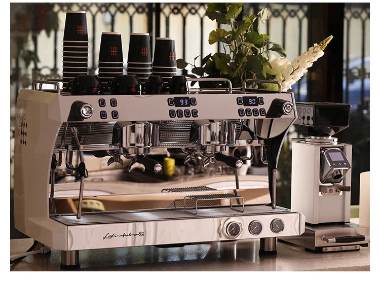 Commercial Coffee Machine CRM3120C Dual Head Coffee Machine, Independent Multi Boiler System, Adjustable Extraction Temperature