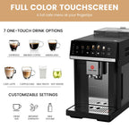 Mcilpoog M3 Automatic Espresso Coffee Machine ，Built-In Milk Frother & Tank, 7 Coffee Varieties, Touchscreen