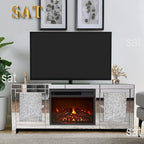 %a Mirrored Fireplace TV Stand with LED Light Modern Entertainment Center