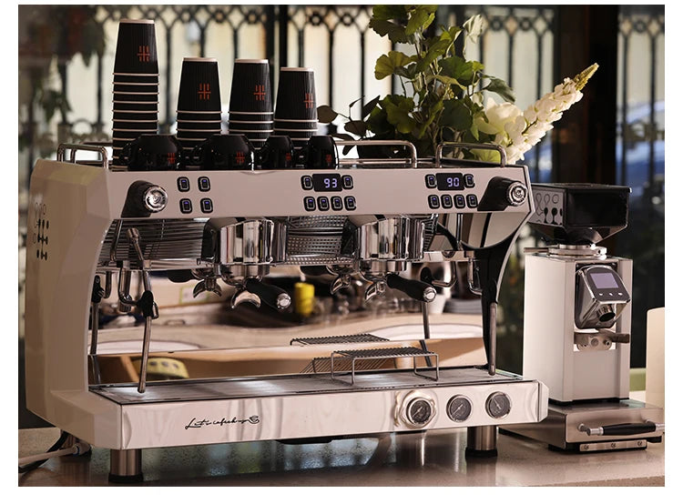 Commercial Coffee Maker CRM3120C Dual Head Coffee Machine, Independent Multi Boiler System, Adjustable Extraction Temperature