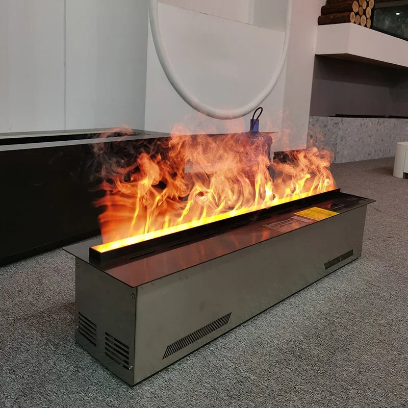 Electric LED Fireplace 3D Flame Water Vapor Steam Fire Place Auto Fill & Drain Fake Flame Fireplace for Living Room Home Decor