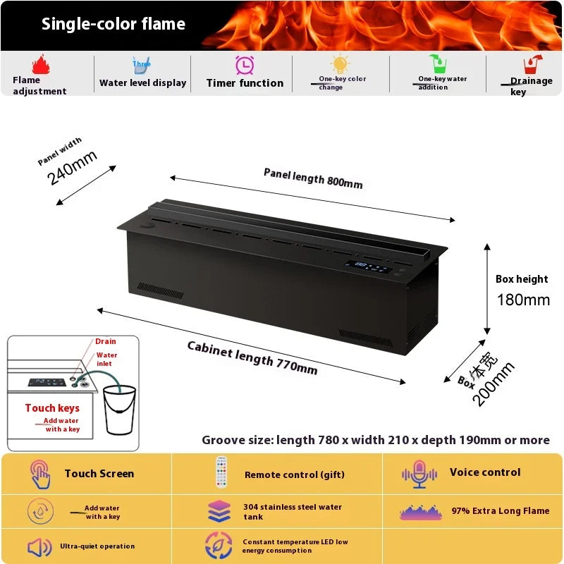 800mm Atomizing Fireplace For Living Room Multi-color Fake Flame Electronic Fireplace Home Remote Control Water Steam Fireplace