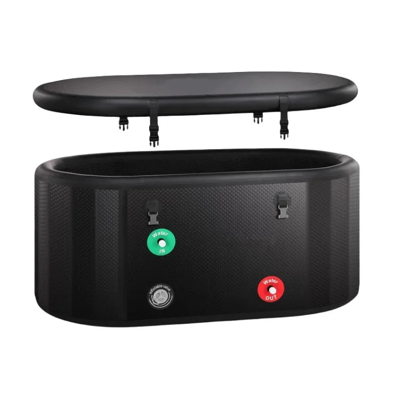 Inflatable Black Portable Oval Cold Plunge Ice Bath Tub with Pump for Cold Water Therapy Recovery