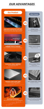 Smart 3D Atomizing Electric Fireplace - Colorful LED Steam Flame, App & Remote Control, Humidifier