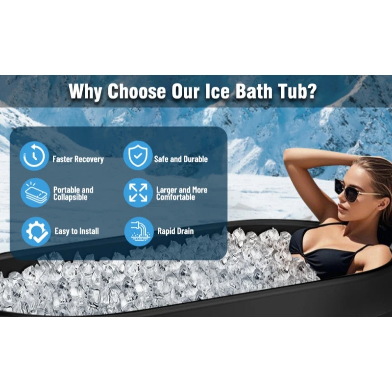 PVC Large Oval Ice Bath Tub 117 CM for Athletes Post-Exercise Recovery Portable Bathtub for Home Gyms Indoor Outdoor use