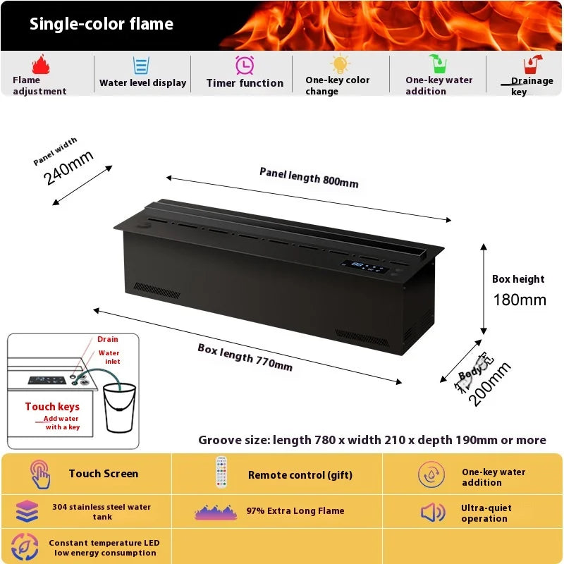 800mm Atomizing Fireplace For Living Room Multi-color Fake Flame Electronic Fireplace Home Remote Control Water Steam Fireplace