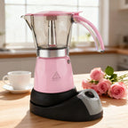 480W Electric Coffee Maker 300ml/6 Cups Home Aluminum Mocha Pot Portable Electric Italian Coffee Maker Percolator for Home Black