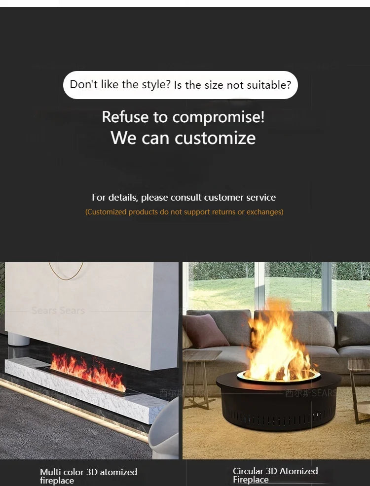 Netflix Fireplace |Smart Silent Mist Fireplac Silent Humidifier + Crackling Sound | No Gas/Wood Needed | 5-Year Warranty