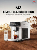 Mcilpoog M3 Automatic Espresso Coffee Machine ，Built-In Milk Frother & Tank, 7 Coffee Varieties, Touchscreen