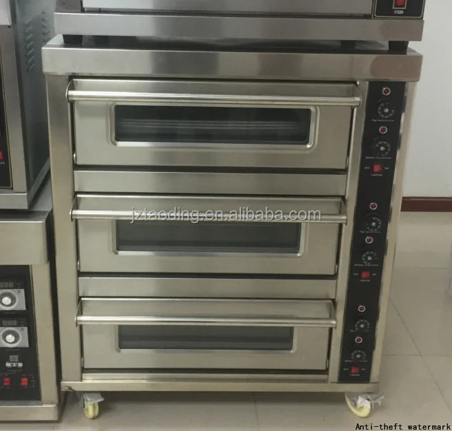 3 Deck 6 Trays Commercial Kitchen Oven Toaster Bakery Machine Equipment Pizza Baking Oven Electric Bread Cake Deck Oven