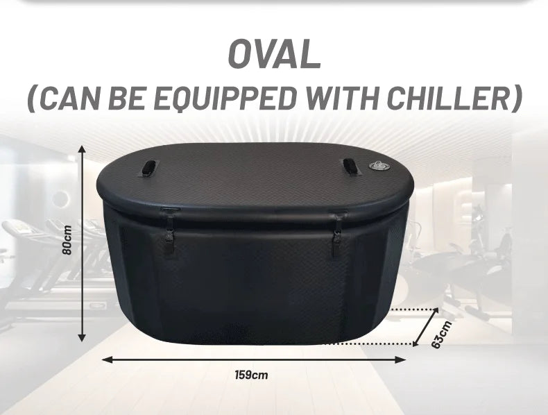 Inflatable Black Portable Oval Cold Plunge Ice Bath Tub with Pump for Cold Water Therapy Recovery