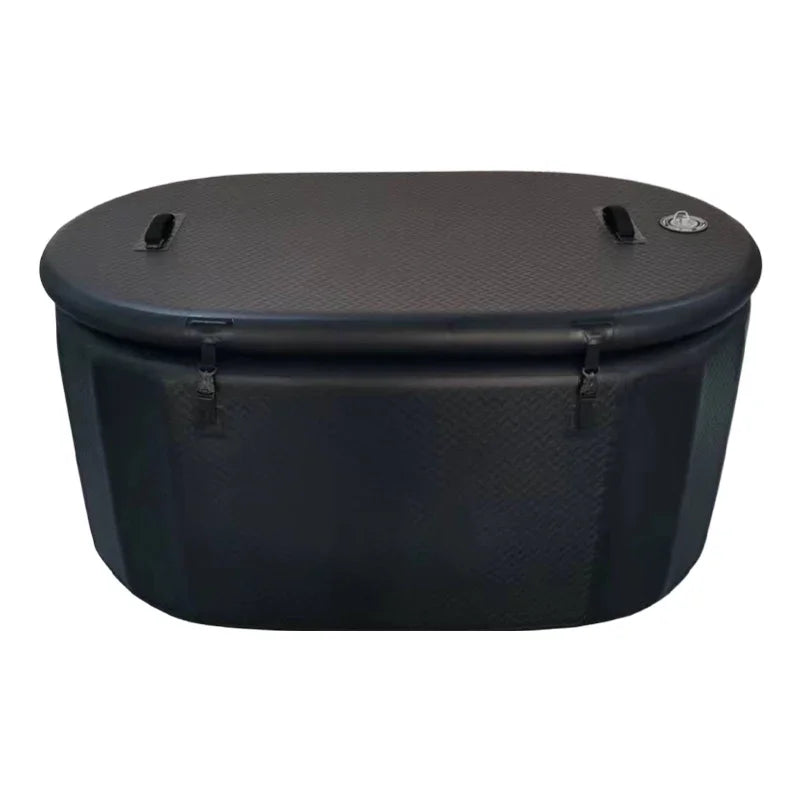 Inflatable Black Portable Oval Cold Plunge Ice Bath Tub with Pump for Cold Water Therapy Recovery