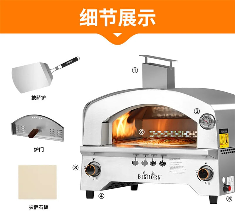 Gas Pizza Oven Outdoor with Thermometer Stainless Steel Large Traditional Kiln Pizza Oven 오븐 accessoires de cuisine forno pizza