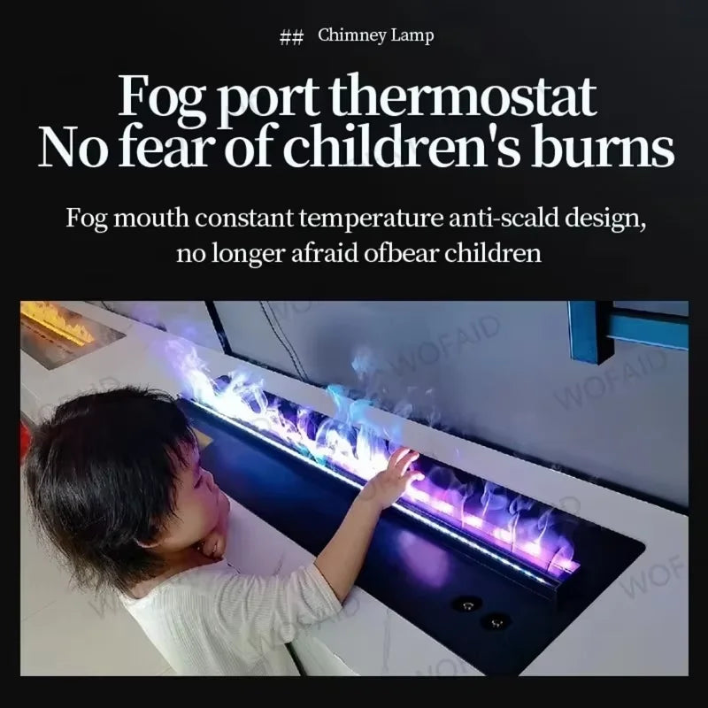Electric LED Fireplace 3D Flame Water Vapor Steam Fire Place Auto Fill & Drain Fake Flame Fireplace for Living Room Home Decor